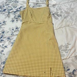 Plaid yellow short dress